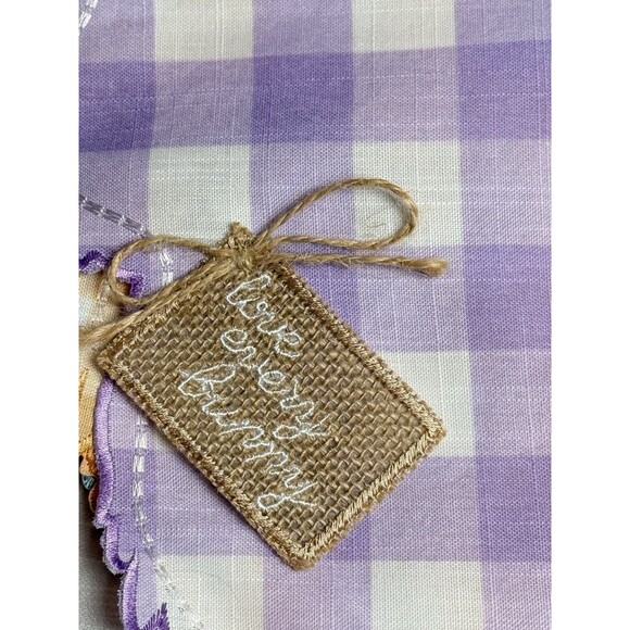 Coterie Studio Set Of 4 Embroidered Pastel Plaid Bunny Easter Placemats 15” New - Picture 2 of 8